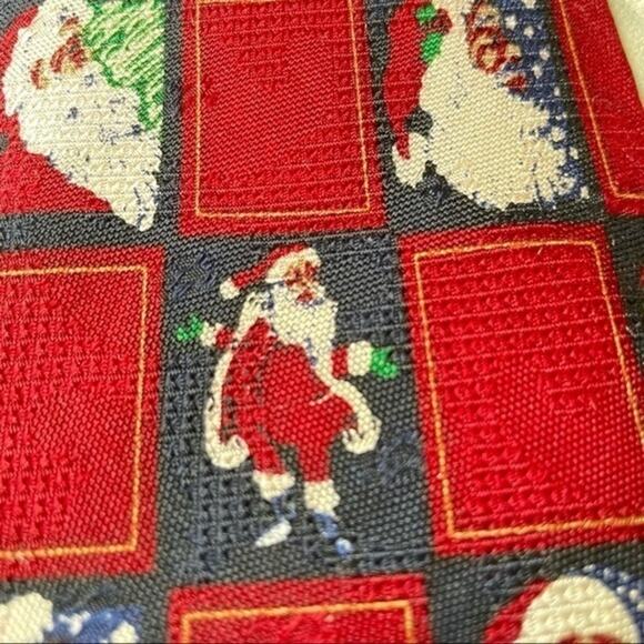 Silk Christmas Tie Black Brown Santa Ferrell Reed Derringers Vintage Christmas - Picture 3 of 7